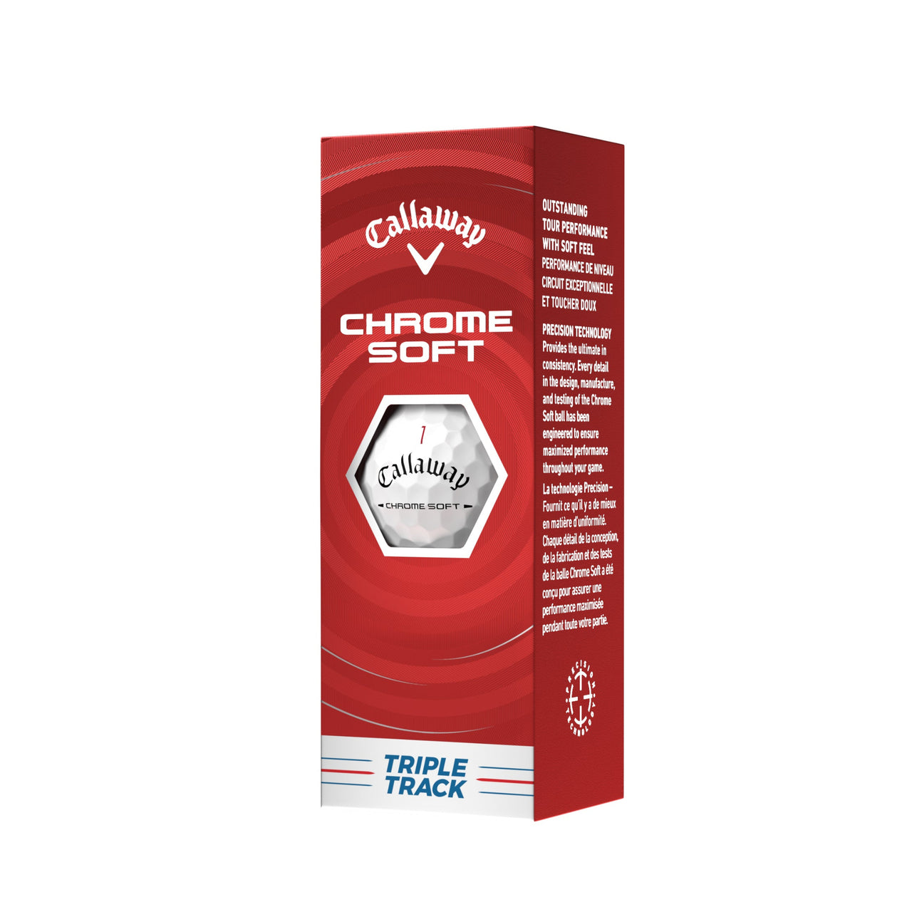 Callaway Chrome Soft golf ball packaging on a white background