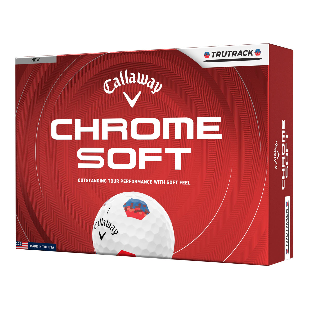 Callaway Chrome Soft golf ball box on a white background