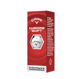 Callaway Chrome Soft golf ball packaging on a white background