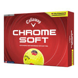 Callaway Chrome Soft golf ball packaging on a white background