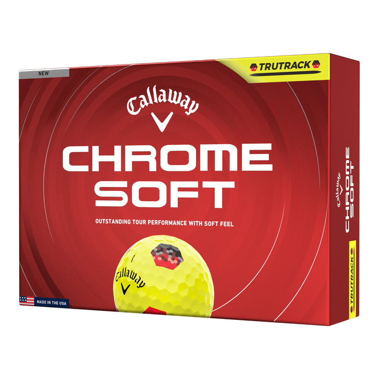 Callaway Chrome Soft golf ball packaging on a white background
