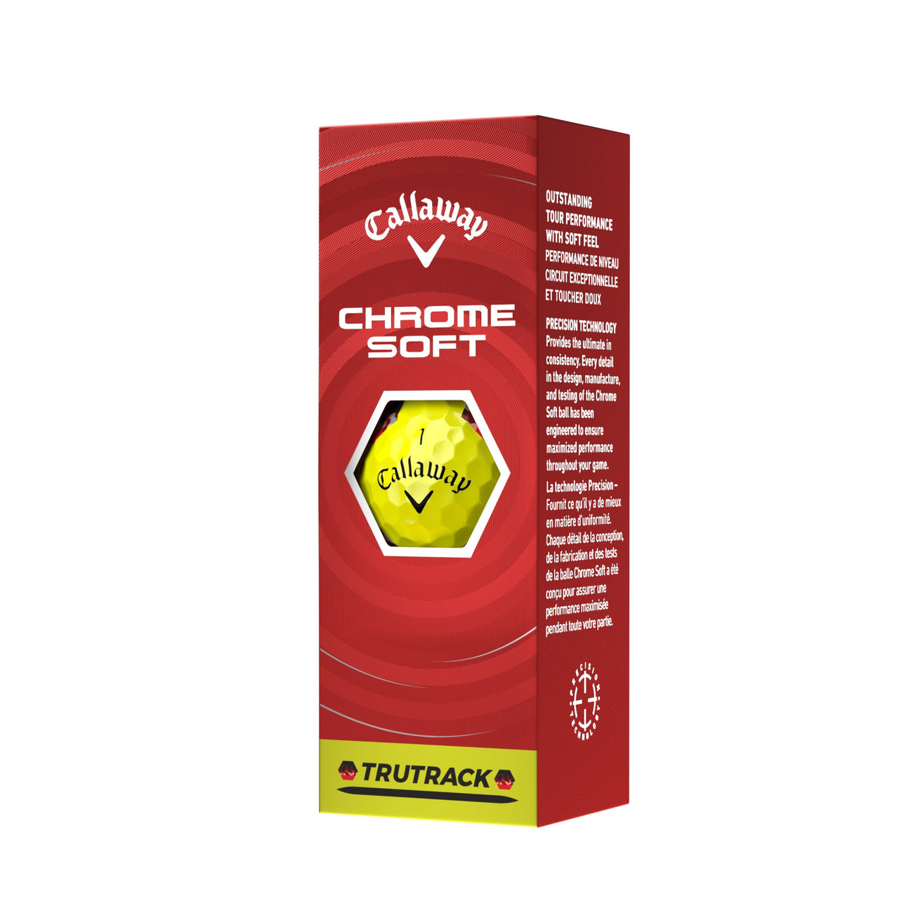 Callaway Chrome Soft golf ball packaging on a white background