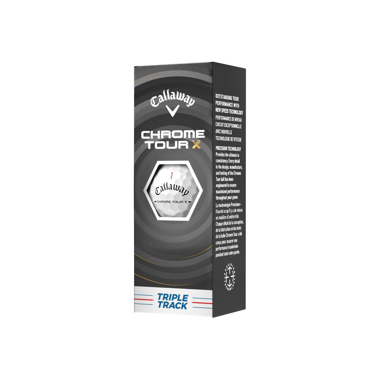 Callaway Chrome Tour X golf ball packaging on a white background