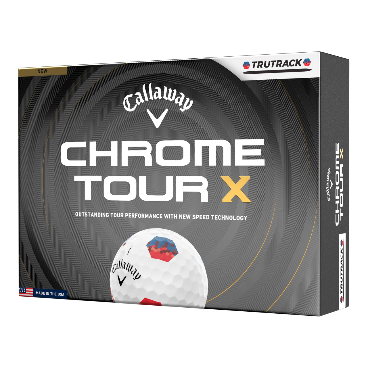 Callaway Chrome Tour X golf ball packaging on a white background