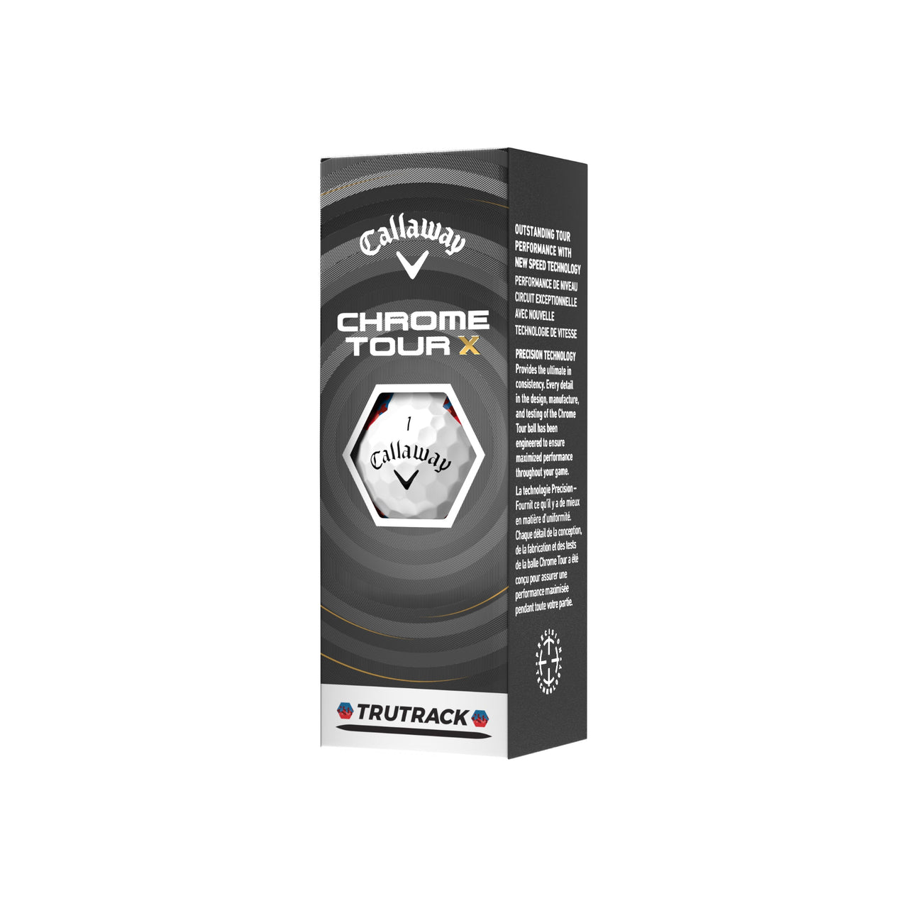 Callaway Chrome Tour X golf ball packaging on a white background