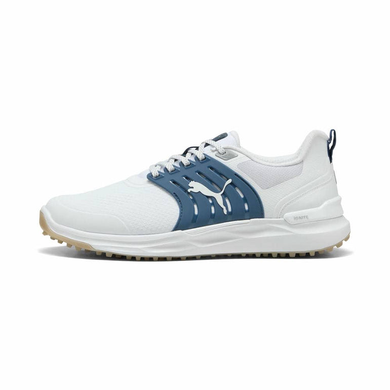 Puma Men's Ignite Elevate 2 Spikeless Golf Shoe - Puma White/Dark Indigo/Ice Coffee
