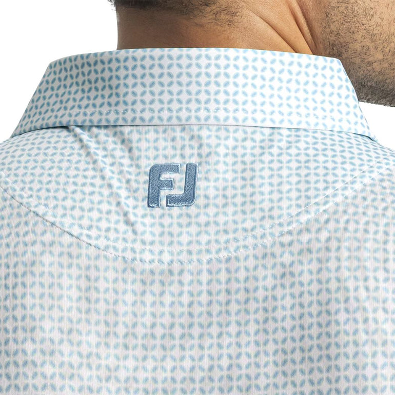 FootJoy Men's Elipse Print Polo - White/Blue Reef