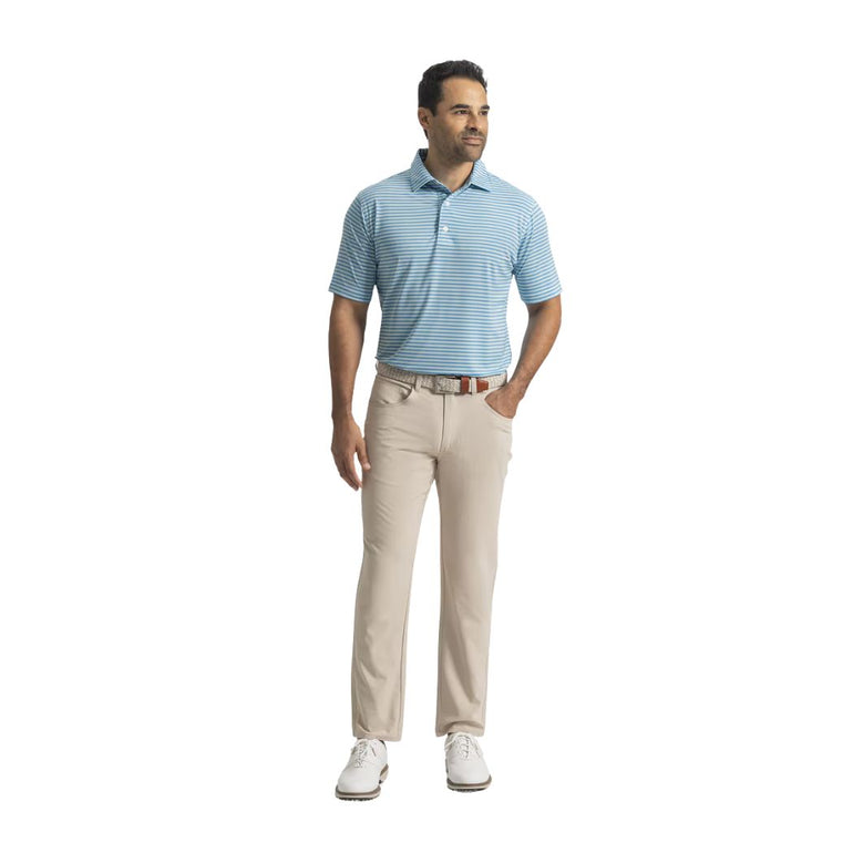 FootJoy Men's Horizon Stripe Polo - White/Blue Reef