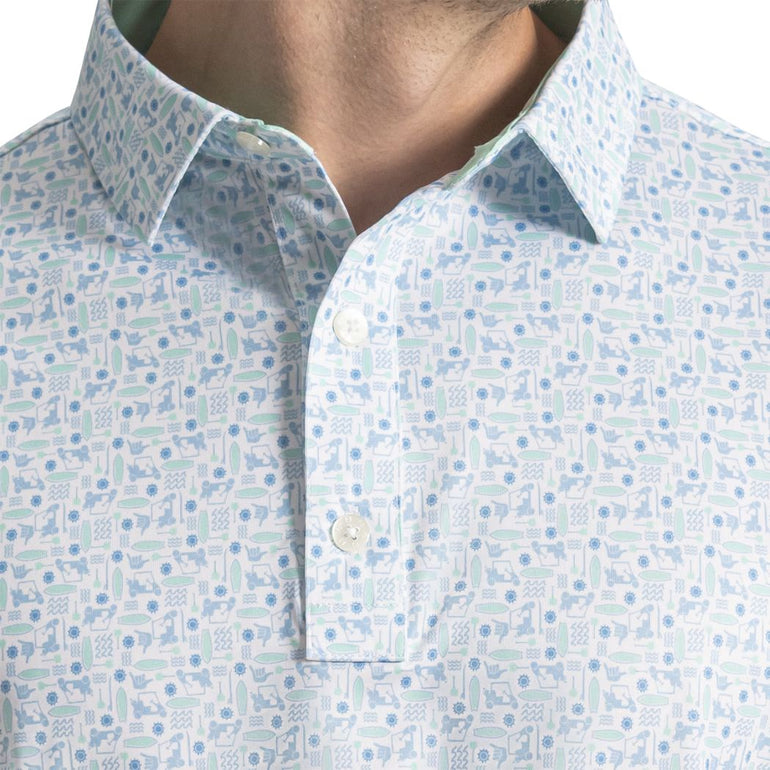 FootJoy Men's Surfs Up Print Polo - Deep Reef/White