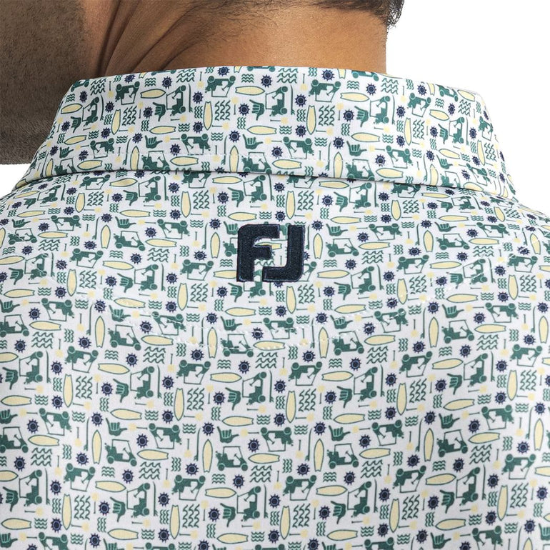 FootJoy Men's Surfs Up Print Polo - Field Green/White