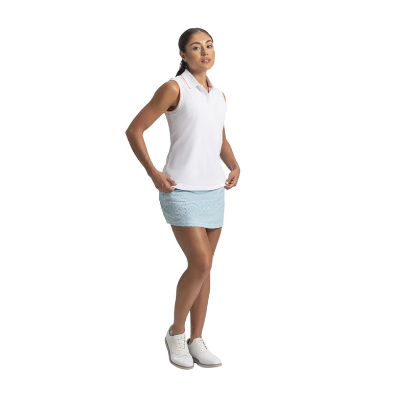 Footjoy Women's Sleeveless Polo - White/Desert Peach