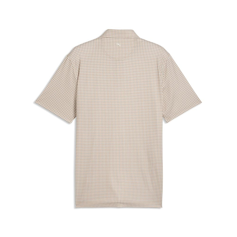 Puma Men's Cloud Mono Check Polo - White Glow/Ice Coffee