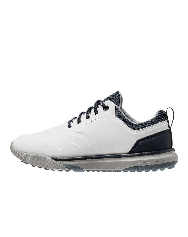TravisMathew Men's Daily Pro Hybrid+ Spikeless Golf Shoe - White/Total Eclipse