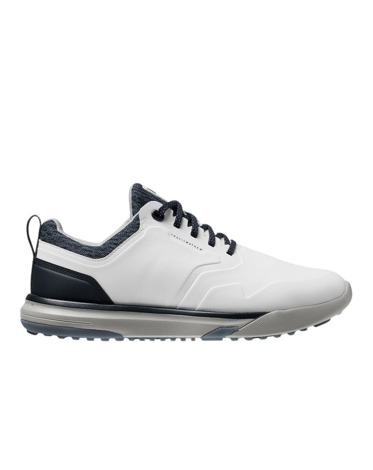 TravisMathew Men's Daily Pro Hybrid+ Spikeless Golf Shoe - White/Total Eclipse