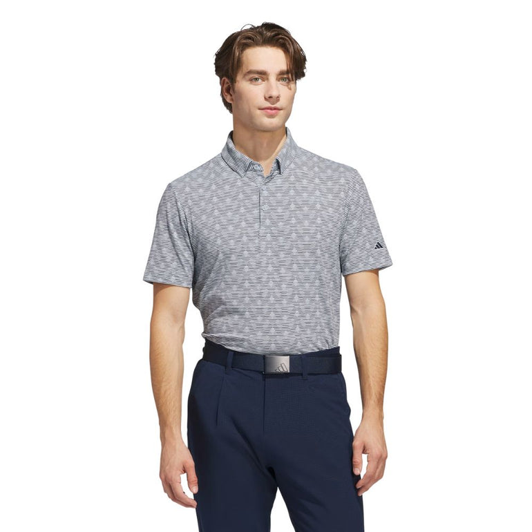 Adidas Men's Go-To Printed Stripe Polo 25 - Wonder Blue Mel/Navy