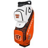Golf bag with Cincinnati Bengals branding on a white background