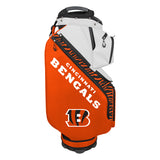 Orange and white golf bag with Cincinnati Bengals logo on a white background