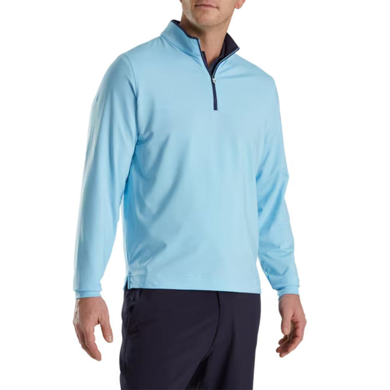 FootJoy Men's Lightweight Solid Mid-Layer Light Blue Pullover 25