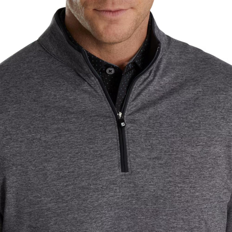 FootJoy Men's Lightweight Solid Mid-Layer Heather Charcoal Pullover 25
