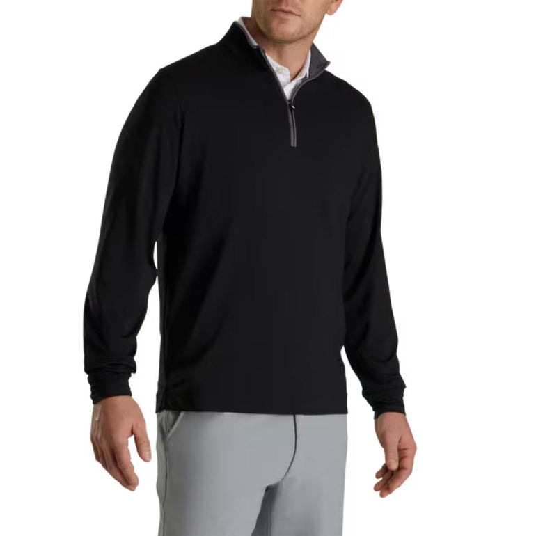 FootJoy Men's Lightweight Solid Mid-Layer Black Pullover 25