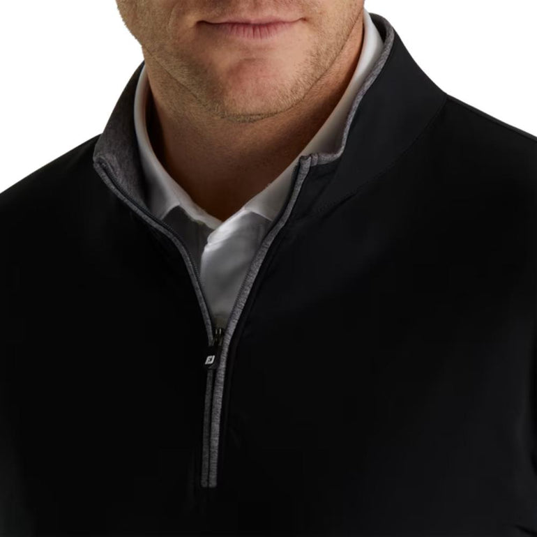 FootJoy Men's Lightweight Solid Mid-Layer Black Pullover 25