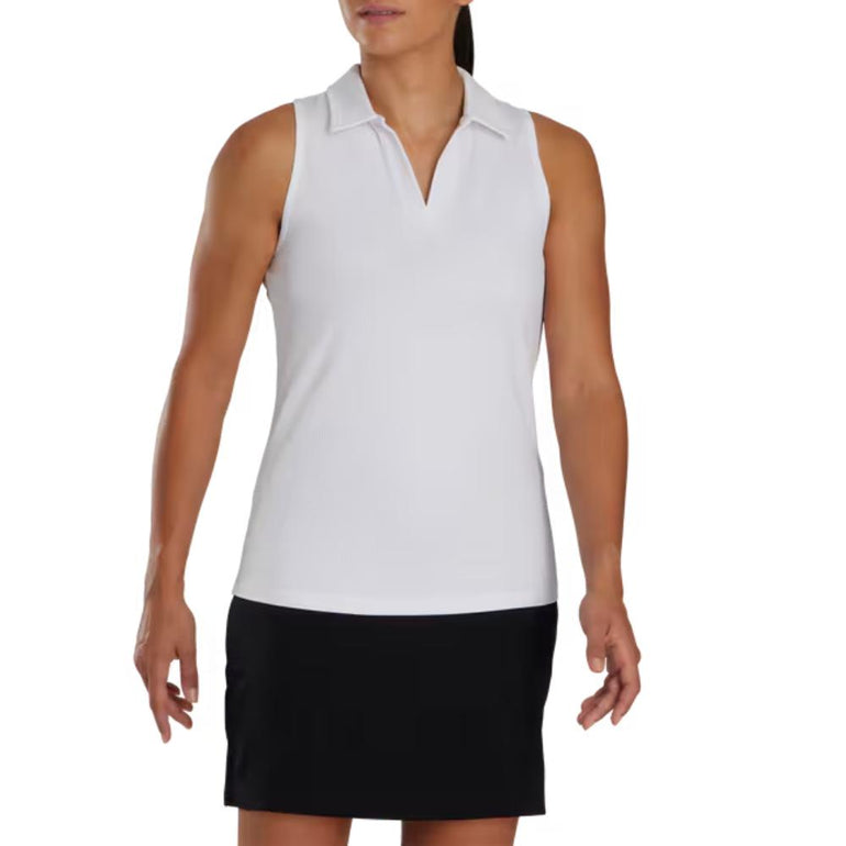 FootJoy Women's Racerback Sleeveless White Polo 25