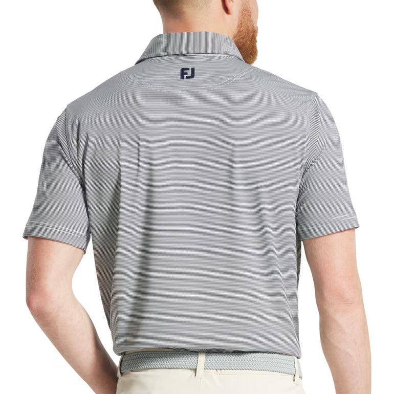 FootJoy Men's Microfeeder Stripe Navy/White Polo 25