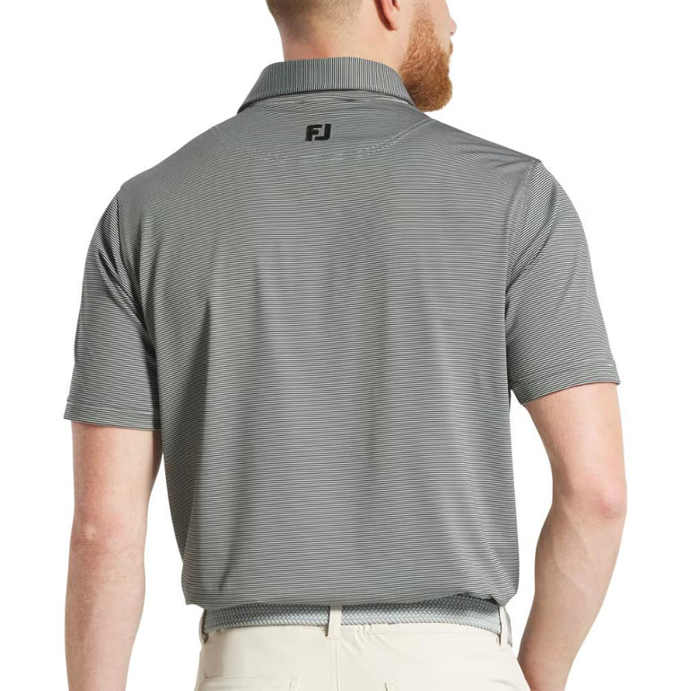 FootJoy Men's Microfeeder Stripe Black/Grey Polo 25