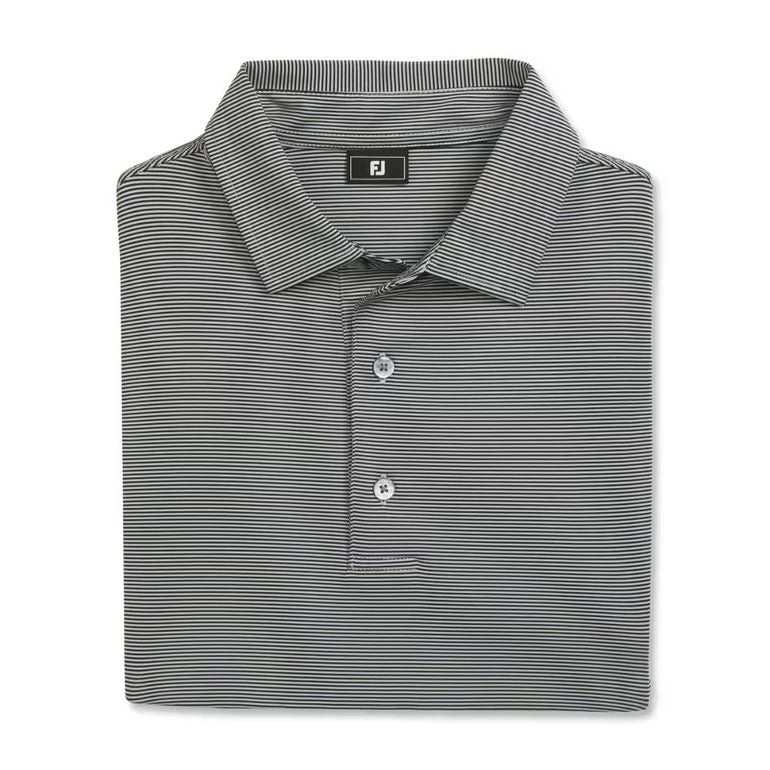 FootJoy Men's Microfeeder Stripe Black/Grey Polo 25