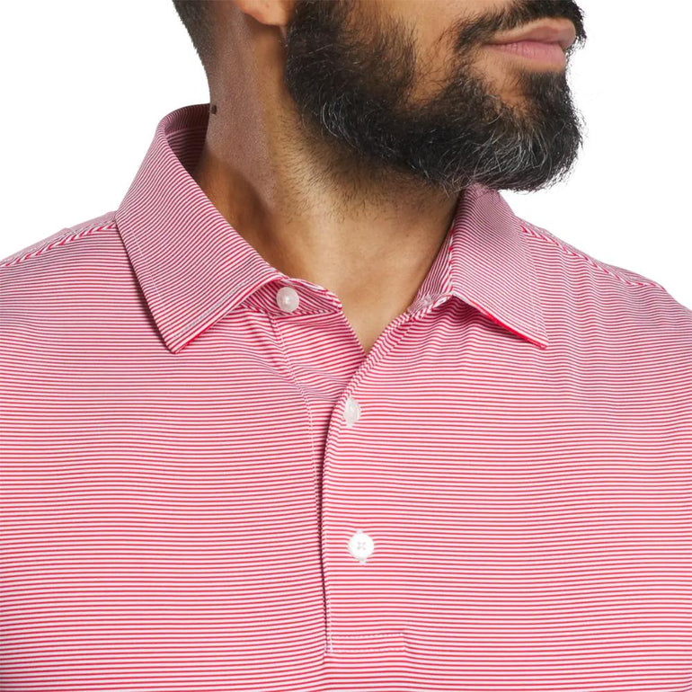FootJoy Men's Microfeeder Stripe Red/White Polo 25