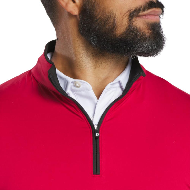 FootJoy Men's Lightweight Solid Mid-Layer Crimson Pullover 25