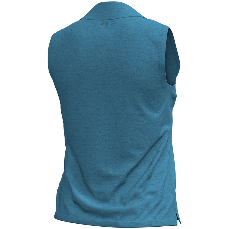 Under Armour Women's Aura Heather Sleeveless Polo 26 - Blue Calm Heather
