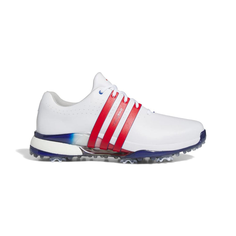 Adidas Men's Tour360 Spiked Golf Shoes 25 - White/Scarlet/Royal Blue
