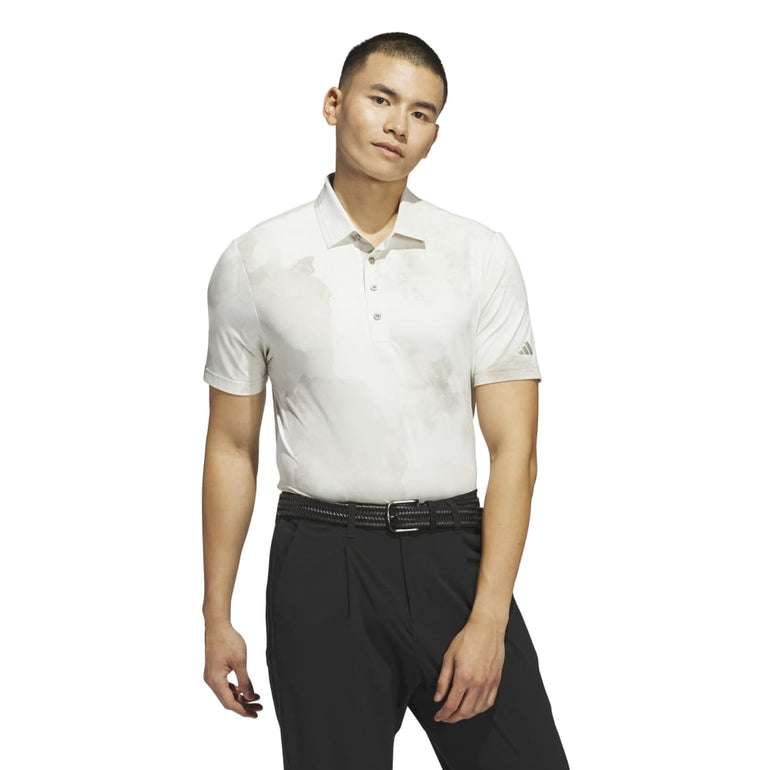 Adidas Men's Tour Print Polo 25 - Putty Beige/White