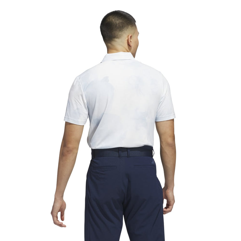 Adidas Men's Tour Print Polo 25 - Wonder Blue/White