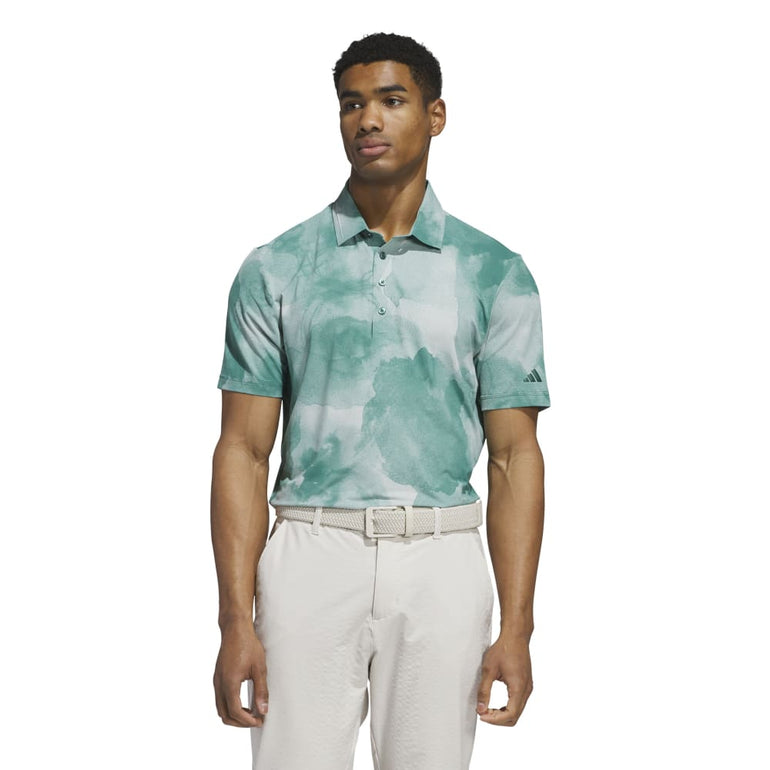 Adidas Men's Tour Print Polo 25 - Collegiate Green/Wonder Silver
