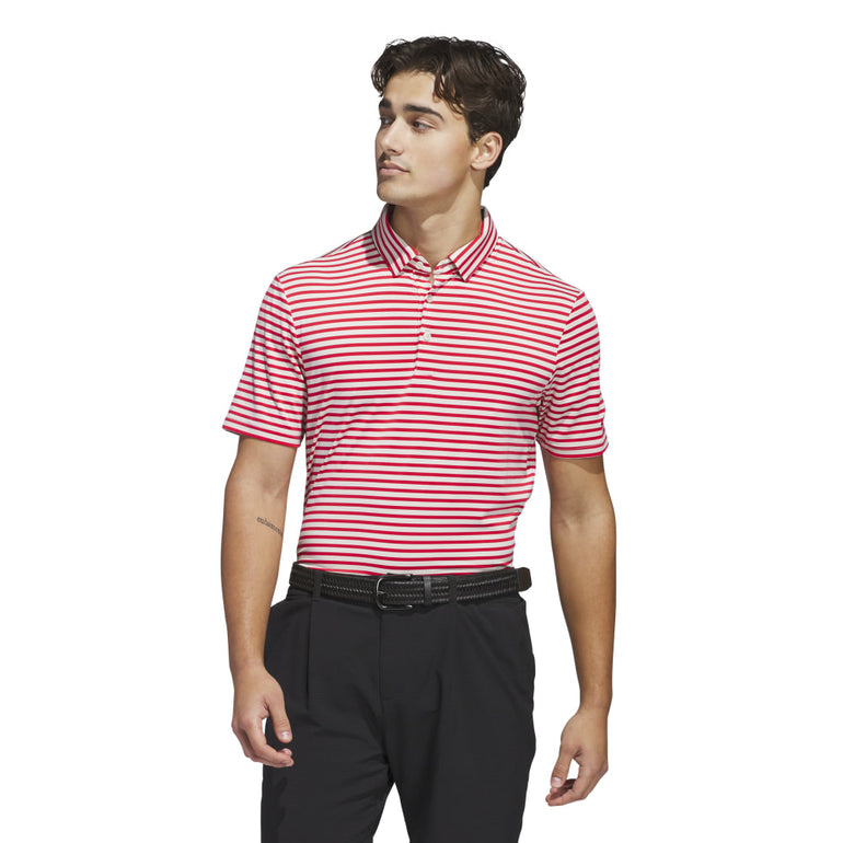 Adidas Men's Ultimate Stripe Polo 25 - Alumina/Pure Ruby