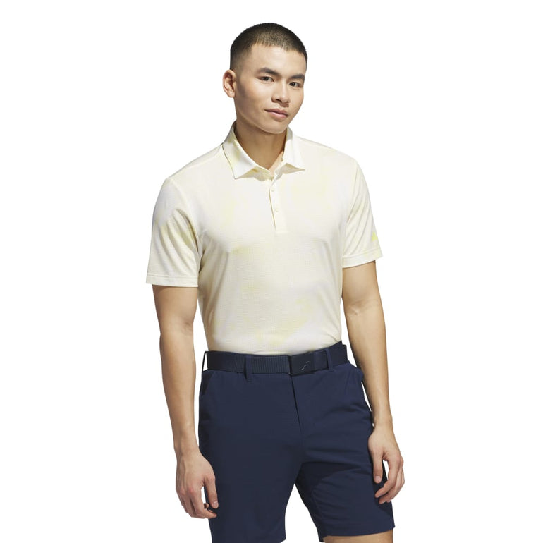Adidas Men's Ultimate Printed Mesh Polo 25 - Warm Vanilla