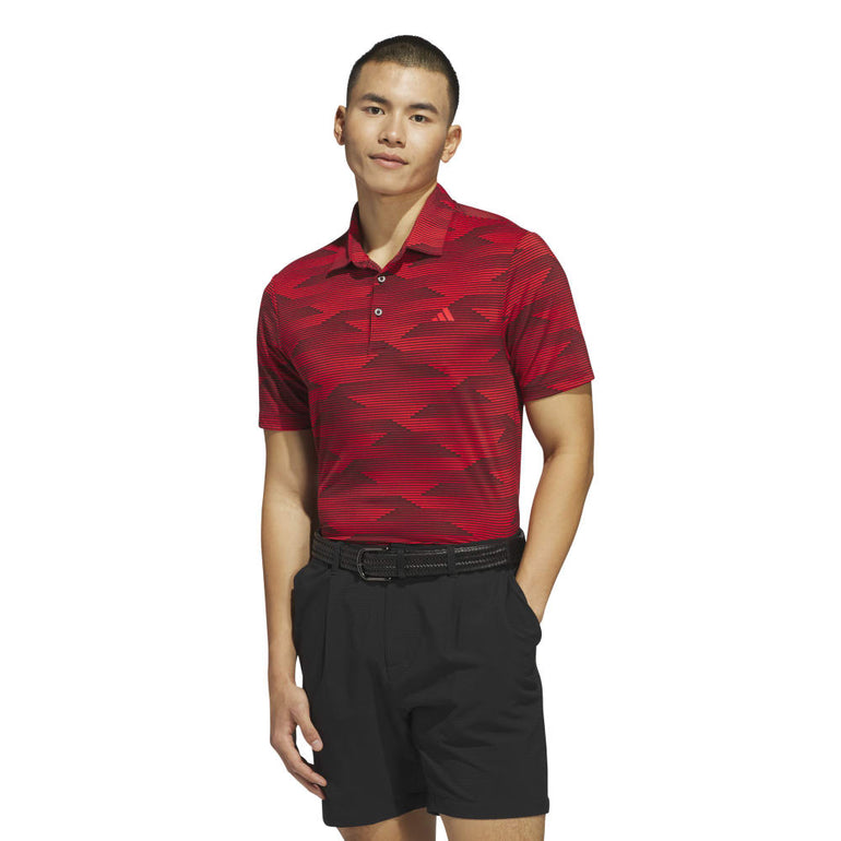 Adidas Men's Ultimate Speed Stripe Polo 25 - Aurora Ruby/Pure Ruby