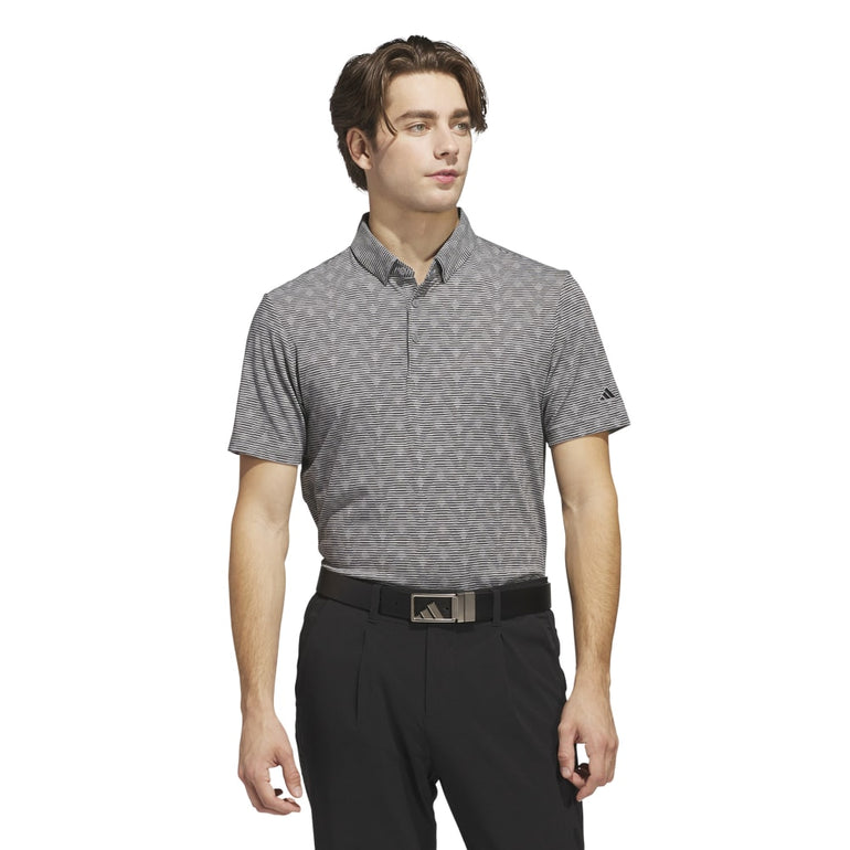 Adidas Men's Go-To Printed Stripe Polo 25 - Grey Three Mel/Black
