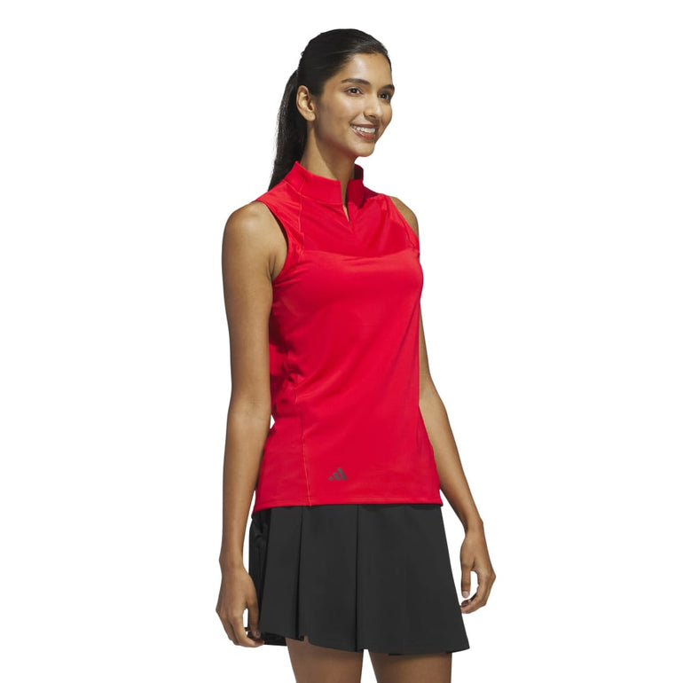 Adidas Women's Ultimate365 Zip Mock Sleeveless Shirt 25 - Pure Ruby