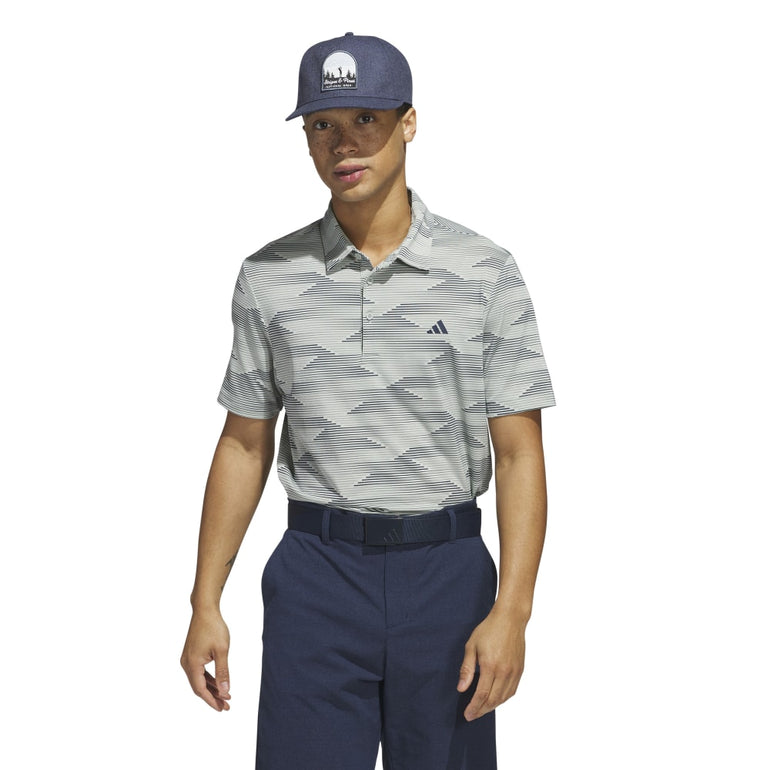 Adidas Men's Ultimate Speed Stripe Polo 25 - Wonder Silver/Collegiate Navy
