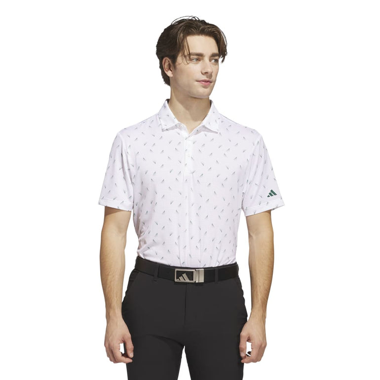Adidas Men's Ultimate Printed Mesh Polo 25 - White/Collegiate Green