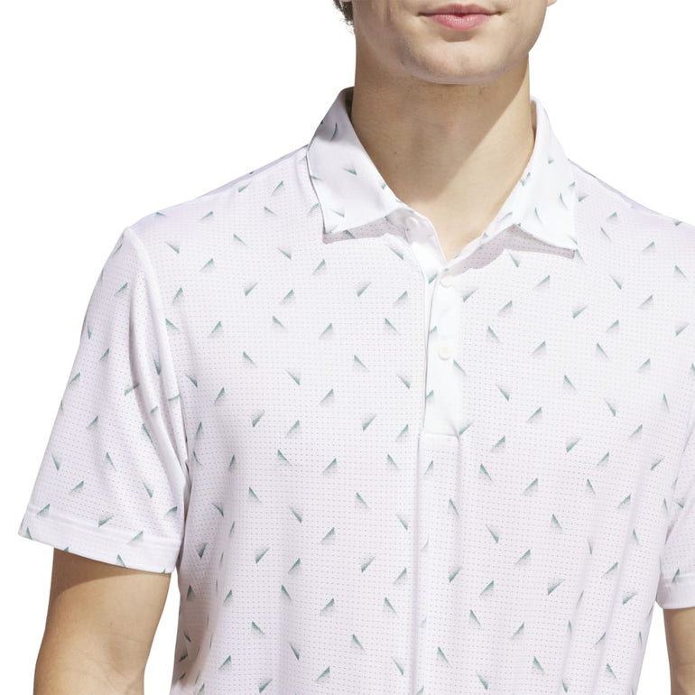 Adidas Men's Ultimate Printed Mesh Polo 25 - White/Collegiate Green