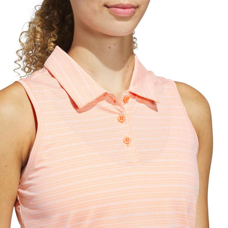 Adidas Women's UItimate Jacquard Sleeveless Polo - Dusky Orange