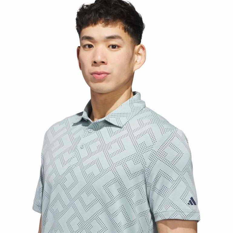 Adidas Men's Ultimate365 Jacquard Polo - Wonder Sage/Collegiate Navy