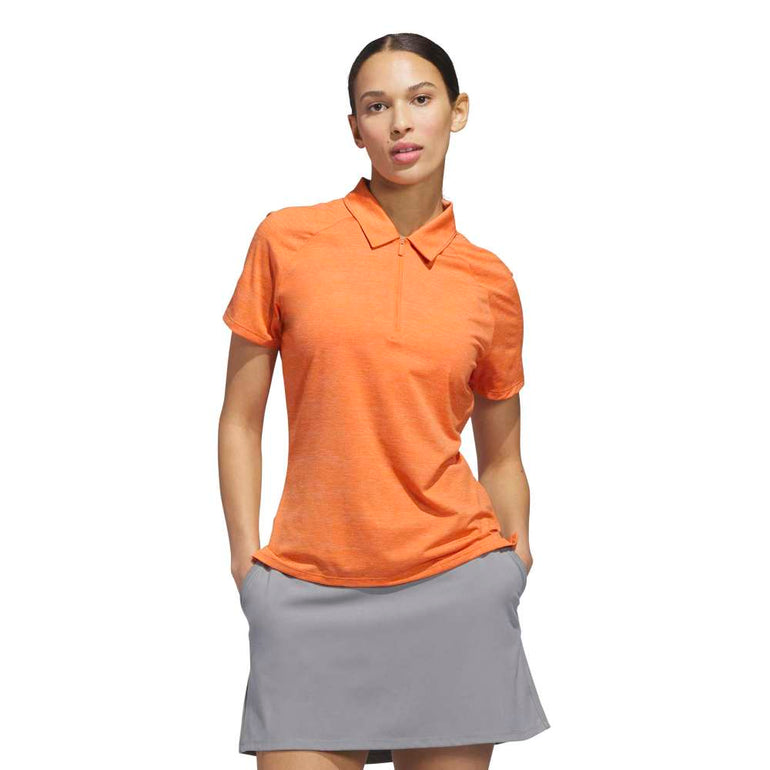 Adidas Women's Ultimate Heathered Twistknit Polo - Dusky Orange/White