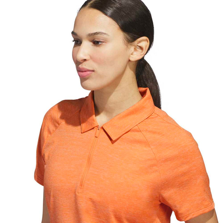 Adidas Women's Ultimate Heathered Twistknit Polo - Dusky Orange/White