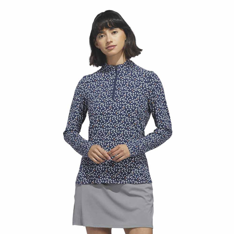 Adidas Women's Ultimate All Over Print LS Pullover - Dusky Orange