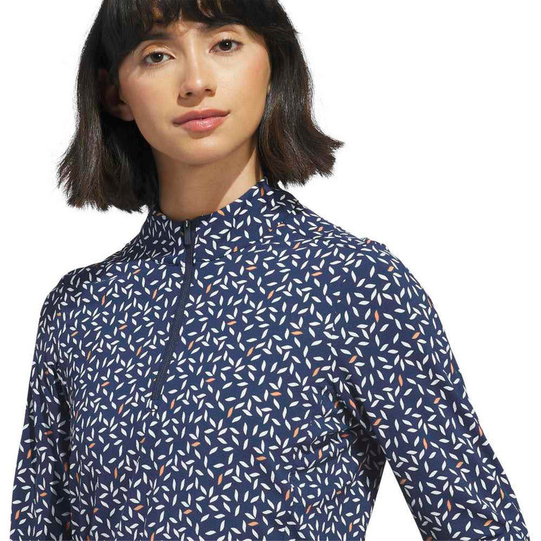 Adidas Women's Ultimate All Over Print LS Pullover - Dusky Orange